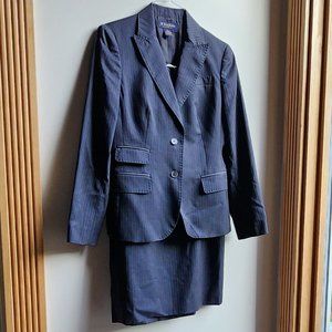 Brooks Brothers Gray Suit With Blue Pinstripes Size 6 **The skirt is a size 8**